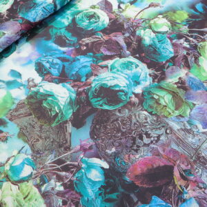 Metraža LORAN AC007 - 25 – Cvetni Motiv (Tirkizno-Ljubičasti) – Premium Tanja Skuba sa Elastinom