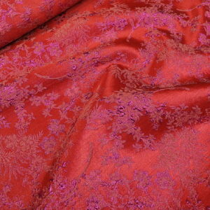 Crveni Cvetni Brokat PM071 - 59 sa Ciklama Sjajem – Luksuzna Metraža za Svečane Haljine – Širina 160cm