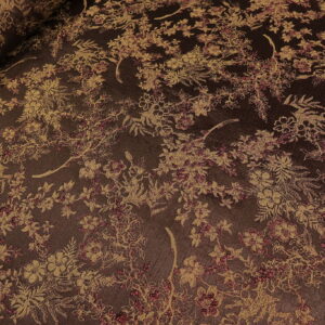 Braon Cvetni Brokat PM071 - 60 sa Ciklama bež Sjajem – Luksuzna Metraža za Svečane Haljine – Širina 160cm