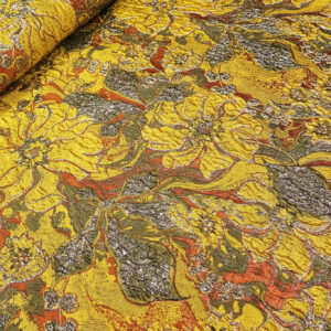 Žuti Cvetni Brokat PM071 - 62 sa Zlatnim Sjajem – Luksuzna Metraža za Svečane Haljine – Širina 160cm