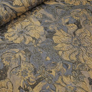 Bež Cvetni Brokat PM071 - 61 sa sivo bež Sjajem – Luksuzna Metraža za Svečane Haljine – Širina 160cm