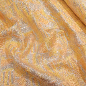 Srebrno - Narandžasti Brokat Dizajn PM071 - 65 sa Geometrijskim Dezenom – Luksuzni Žakard za Svečana Odela i Haljine – Širina 160cm