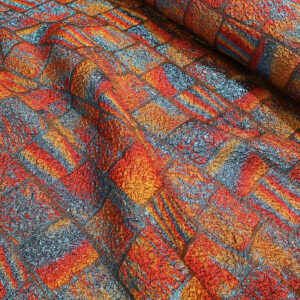 Narandžasti Brokat Dizajn PM071 - 66 sa Geometrijskim Dezenom – Luksuzni Žakard za Svečana Odela i Haljine – Širina 160cm