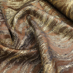 Braon zlatni Brokat Dizajn PM071 - 58 sa Mermernim Dezenom – Luksuzni Materijal za Haljine i Sakoe – (Širina 160cm)