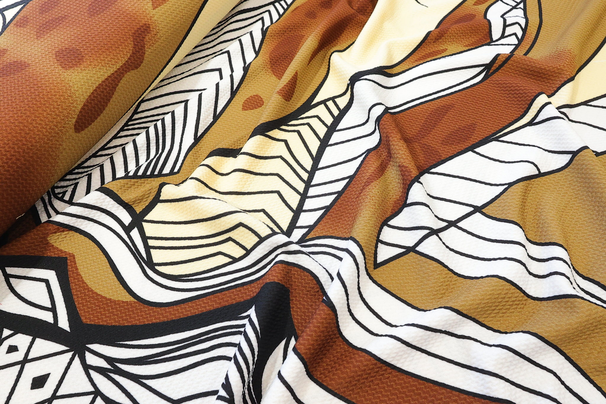 Reljefna Double Itwey Likra – Apstraktni Mural Dezen u Oker i Braon Tonovima PE012 - 70