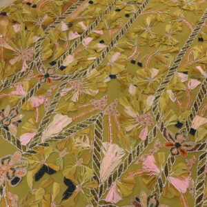 Ekskluzivna 3D Čipka ručni rad sa Perjem i Perlama CP086 - 1 – širina (140cm)