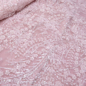 BEBI ROZE ČIPKA ELEGANCE FRENCH CP067 - 31 | Ekskluzivna Čipka sa Kristalima i Perlama