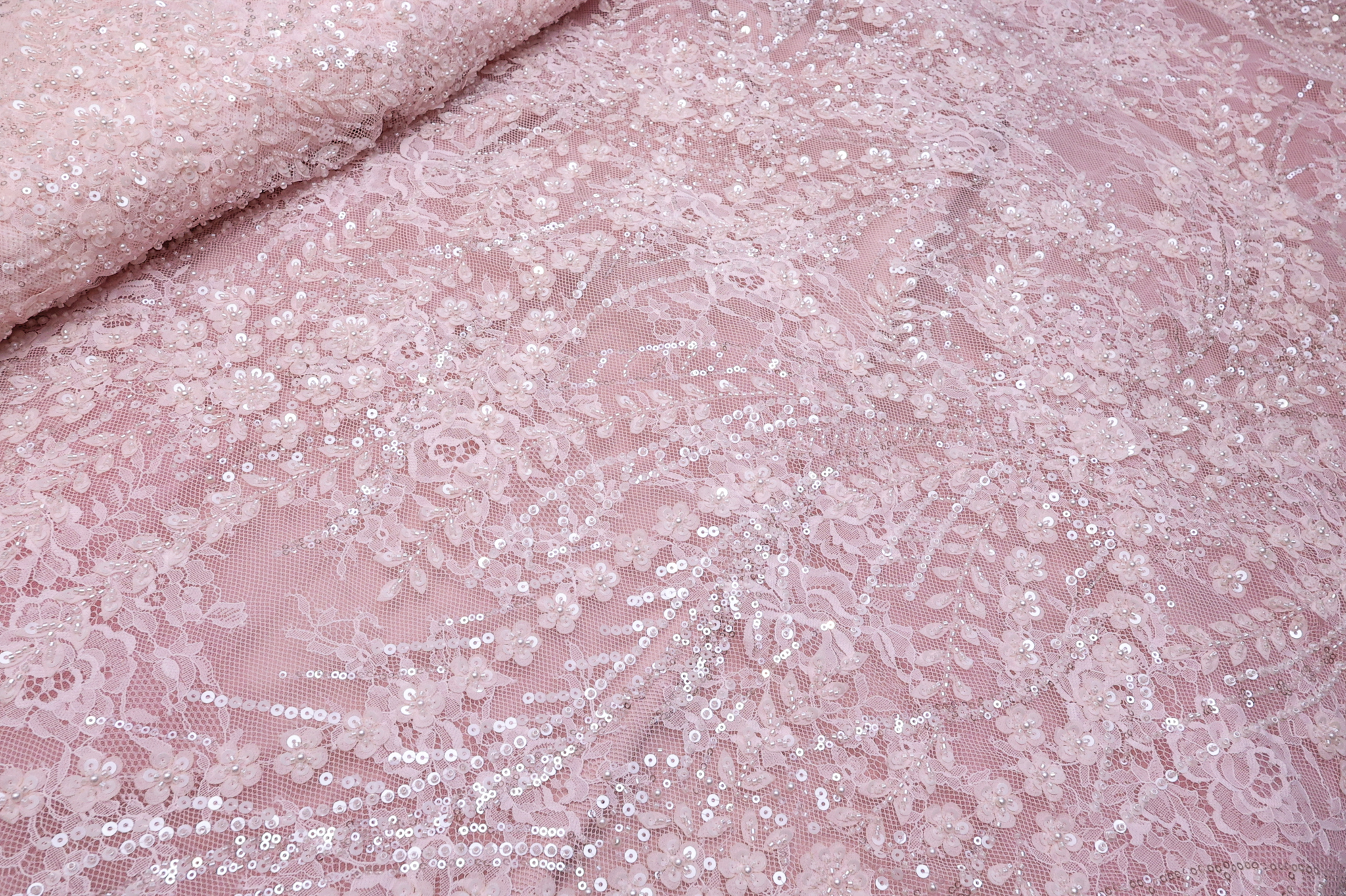 BEBI ROZE ČIPKA ELEGANCE FRENCH CP067 - 31 | Ekskluzivna Čipka sa Kristalima i Perlama