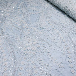 BEBI PLAVA ČIPKA ELEGANCE FRENCH CP067 - 34 | Ekskluzivna Čipka sa Kristalima i Perlama