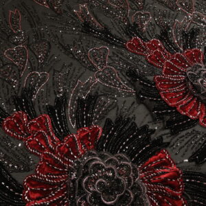 Ekskluzivna ČIPKA ELEGANCE KUPON CP067 – 37 - Luksuzni Pliš, Perle i Šljokice u dezenu