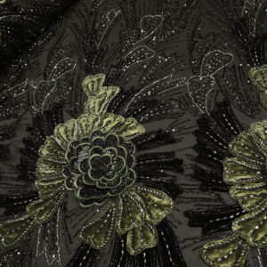 Ekskluzivna ČIPKA ELEGANCE KUPON CP067 – 40 - Luksuzni Pliš, Perle i Šljokice u dezenu